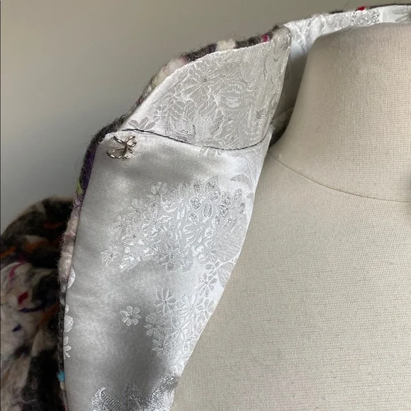 Custom Felted Wool Bolero Womens Sz Small Gray Multicolor Crop Jacket